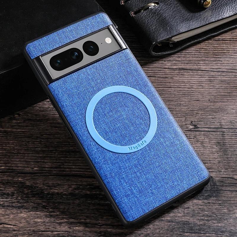 Etui na Pixel 9 8 7 6 9Pro XL 8A 7A 6A Tkanina Ładowanie bezprzewodowe Magnes do Magsafe Pokrowiec Odporny na wstrząsy dla Google Pixel7