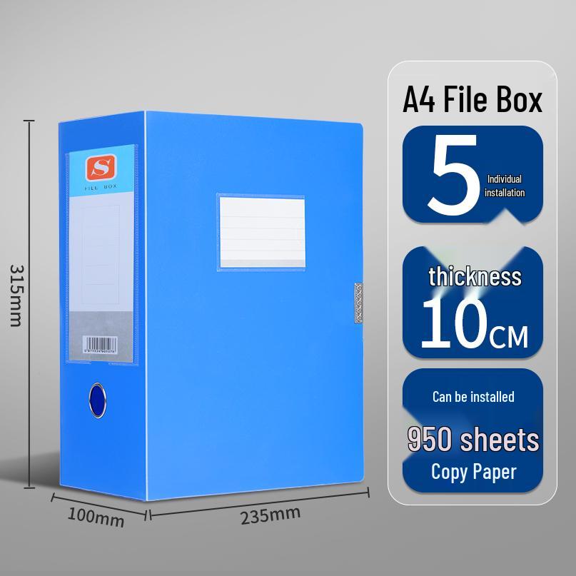 Large A4 Plastic Document Archive Box: 10x15cm, 75mm Thick, High Capacity Storage