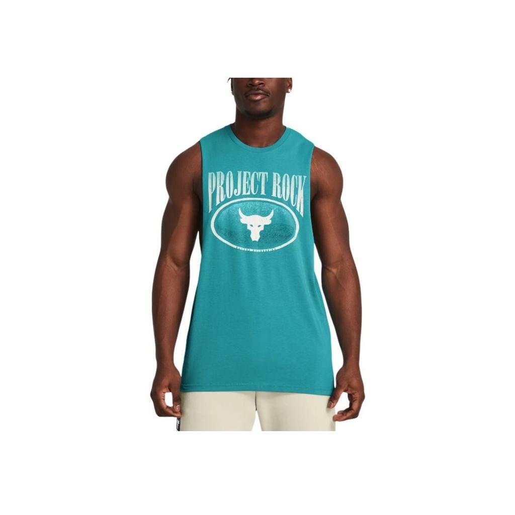 Under Armour Project Rock Balance Letter Print Casual Loose Soft Crew Neck Pullover Vest Men Vests Electric-Blue 1383225-464