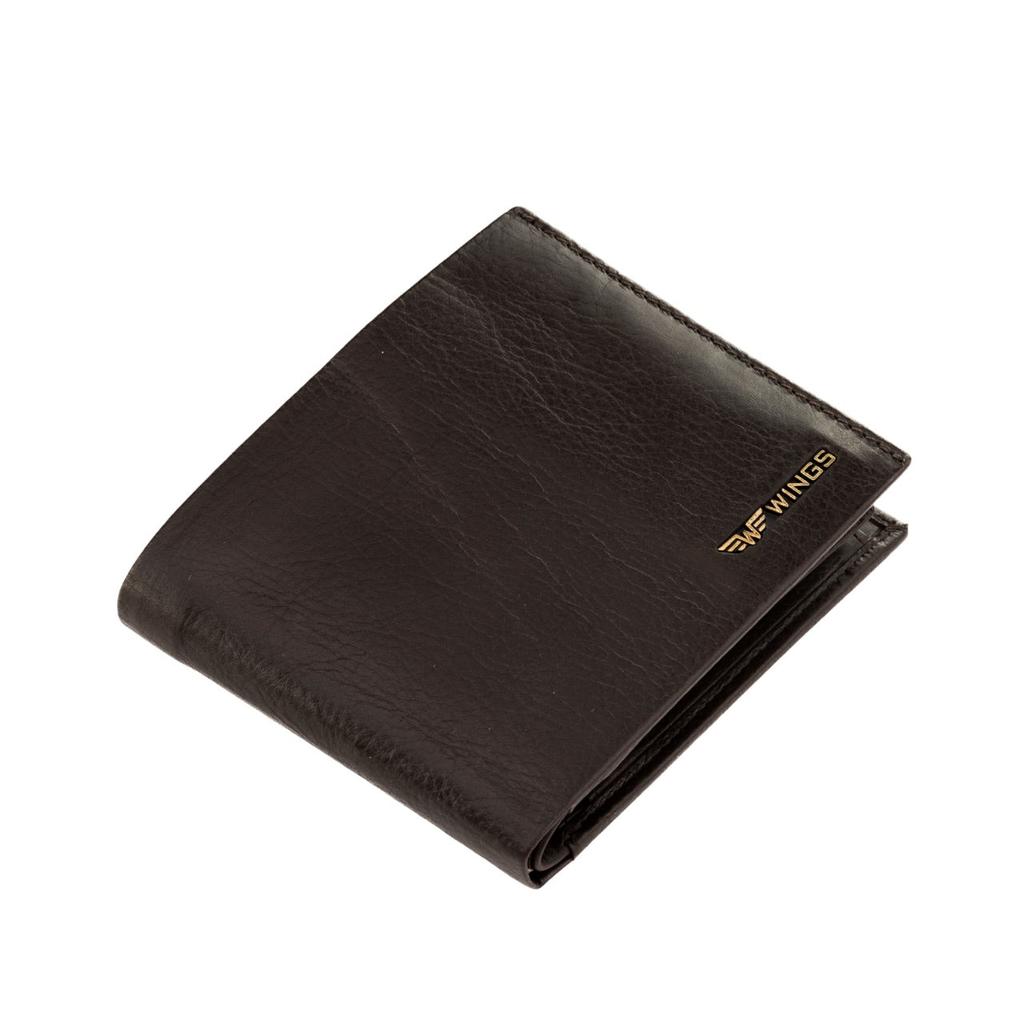 Wings Men' Genuine Cowhide Leather Wallet with Flip Flap Brown