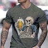 Cheering Skeleton Beer Print Men T-shirt Creative Skull and Beers Graphic Classic Tops Beer Lover Gifts Funny Summer T-shirt Men