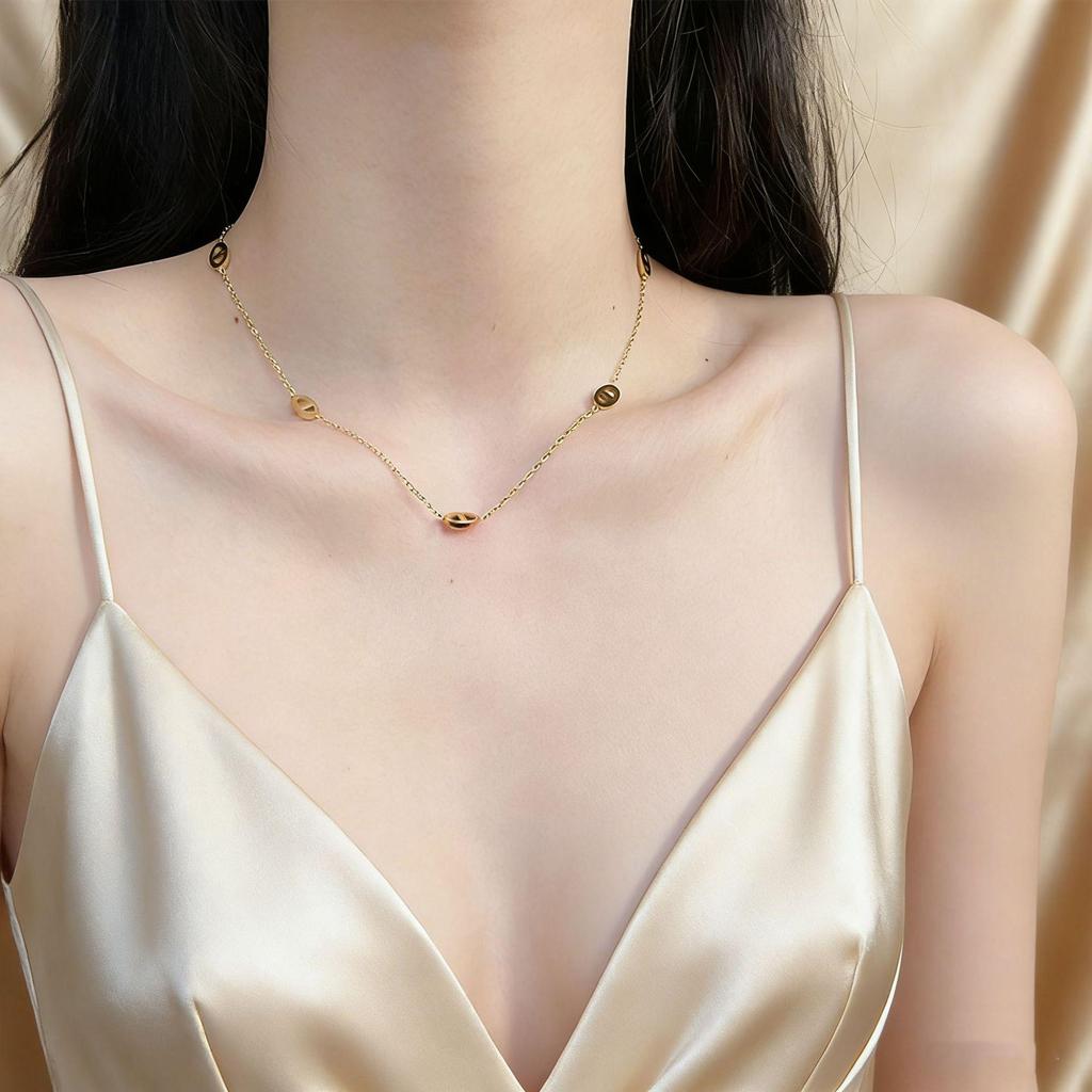European & American Luxury Double Layer Tassel Titanium Necklace for Women - Elegant Autumn/Winter Clavicle Chain