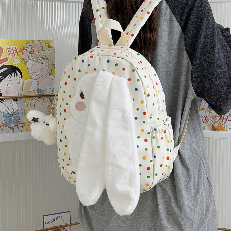 Schoolbag cute soft girl polka dot dog schoolbag 1011 new middle and high school students backpack college student travel backpack