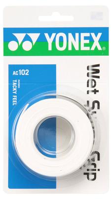 YONEX Tennis Badminton Grip Tape Wet Super Grip AC102 White & (3-pack)