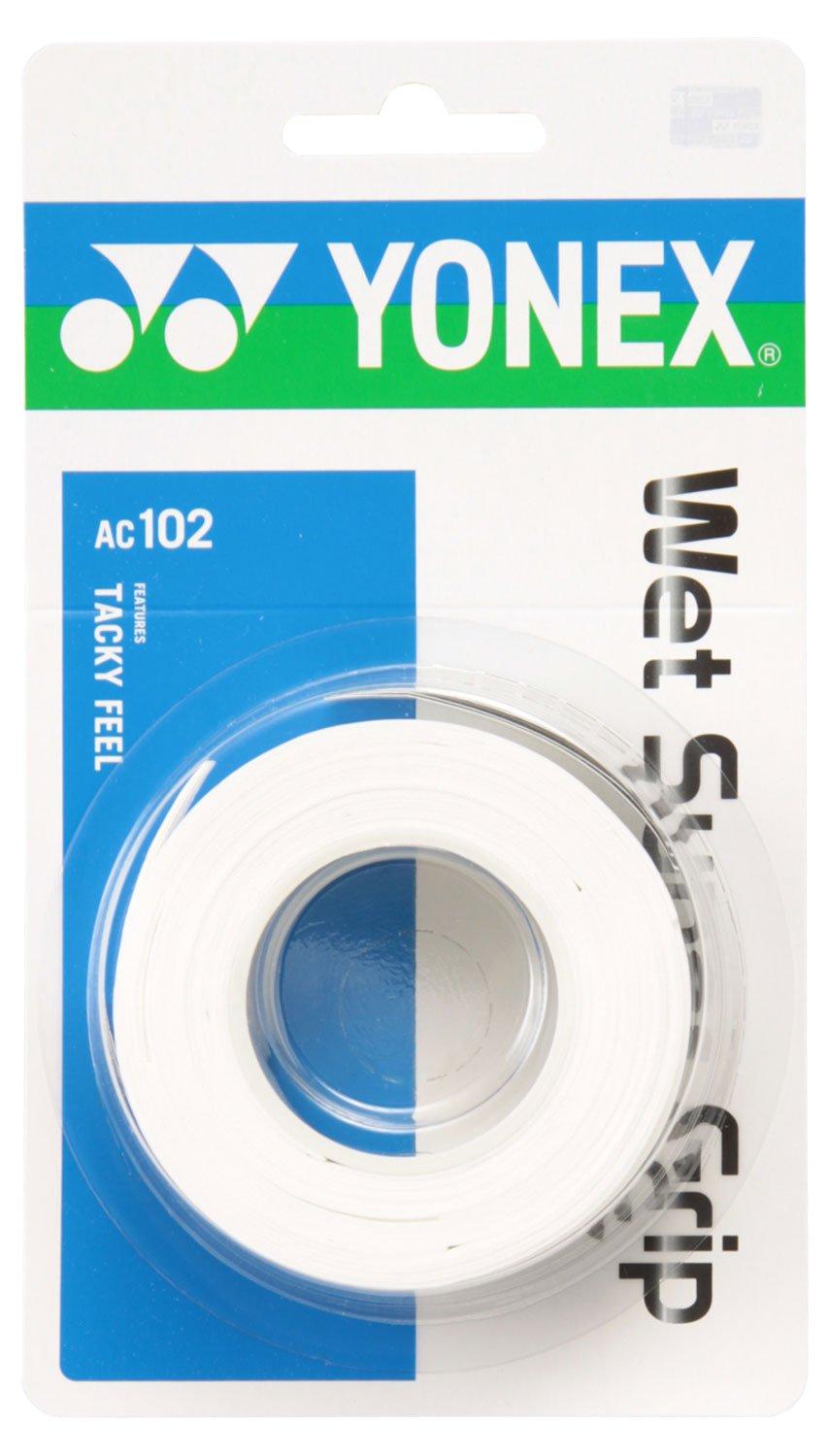 Yonex Tennis Badminton Grip Tape Wet Super Grip AC102 White & (3-pack)