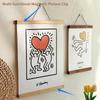Cornice magnetica per poster in legno di teak, porta foto migliorato, per gestire stampe su tela, opere d'arte arrotolabili