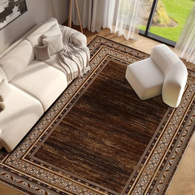Luxury Chenille Mat Bohemian Floral Persian Mat Machine Washable for Living Room Bedroom Entryway Gray Black Boho Floor Mats
