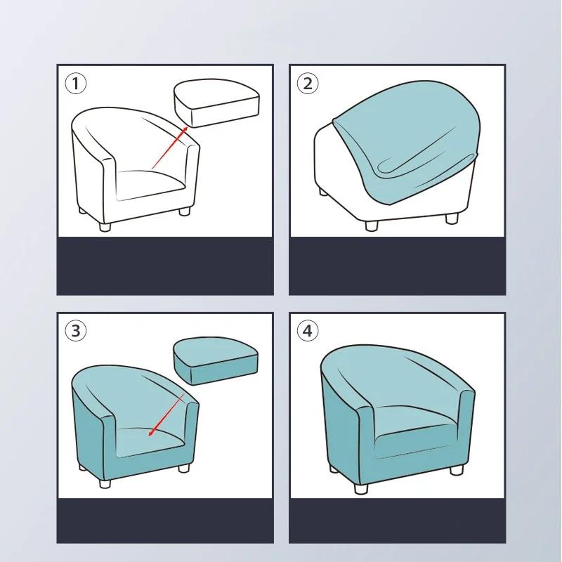 Stretch Club Chair Slipcover Spandex Barrel Chair Covers Printed Tub Living Room Armchair Covers Furniture Protector Sofa Cover