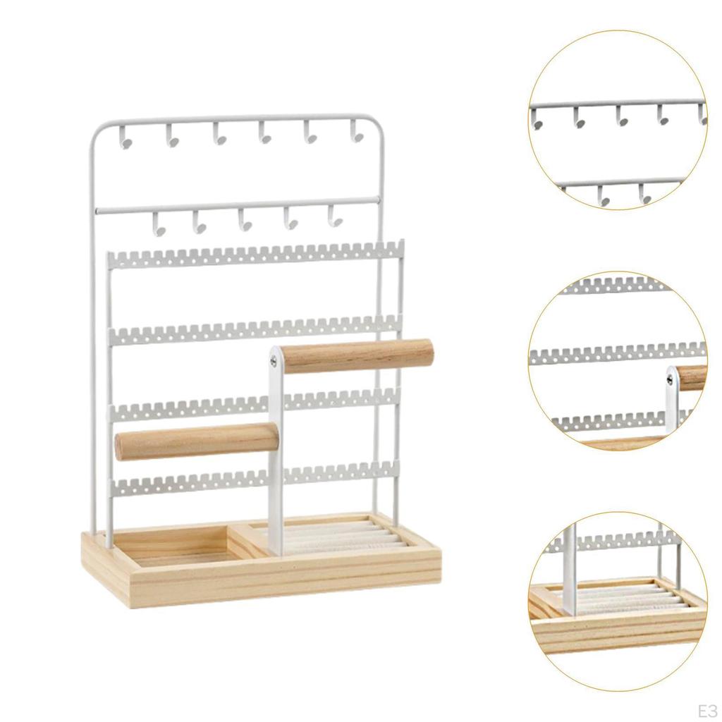 Bijley Jewelry Organizer of Jewelry, Necklace Support, Mode with Basic Wooden Circle Holder