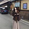 Women's Petite Mocha Brown Wool Coat - Meilade High-End Aesthetic, Thickened for Autumn/Winter 2025