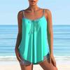 Women's Shoulder Strap Swimsuit Pure Blue Print Bikini Tankini Swimsuit
