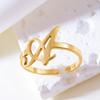 Initial Letter Rings for Women Gold Color Stainless Steel A-Z Letter Adjustable Ring Aesthetic Wedding Christmas Jewelry Gift