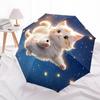 1pc Starry Night Kitten Umbrella with Plastic Handle,Suitable for All Seasons Home Travel Outdoor UmbrellaDD445