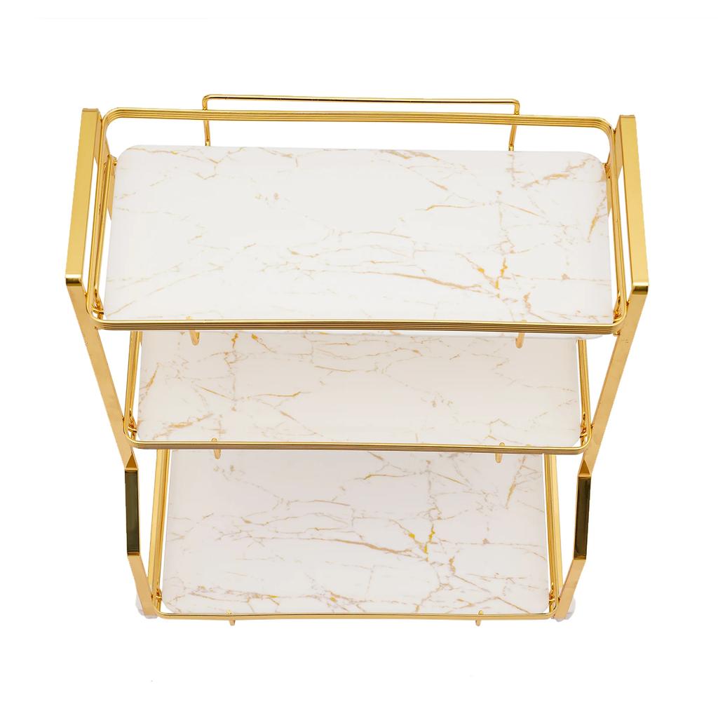 Organizzatore da Bancone per Bagno a 3 Livelli, Organizer da Bancone Dorato per Mobiletto del Bagno con Piccolo Cestino Contenitore per Prodotti di Skincare, Trucco, Profumi