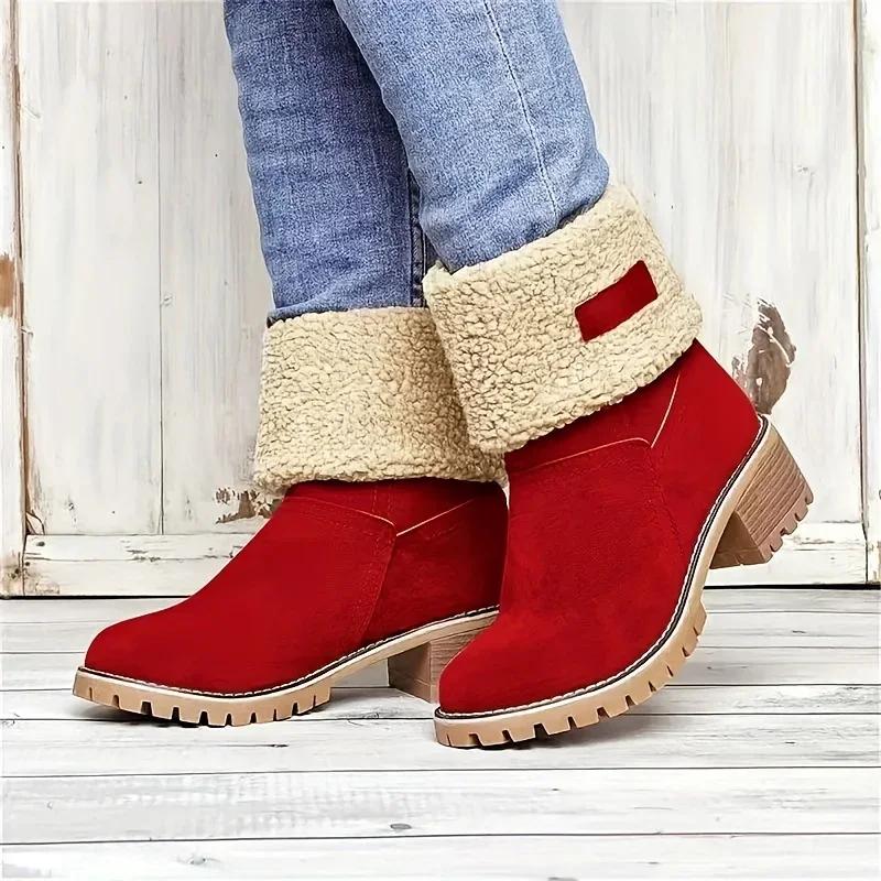 Femmes Hiver Fourrure Chaud Bottes de Neige Dames Bottines Chaudes en Laine Bottine Chaussures Confortables Grande Taille 36-43 Décontracté Femmes Bottes Mi-Mollet