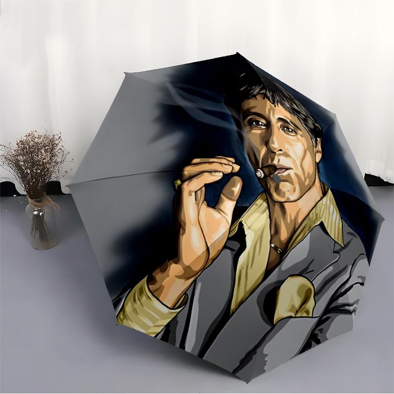 1pc Scarface Automatic Open/close, Portable Folding Umbrella for Women & Men,Compact Parasol, Outdoor Accessory,, Durable Frame yy250809169