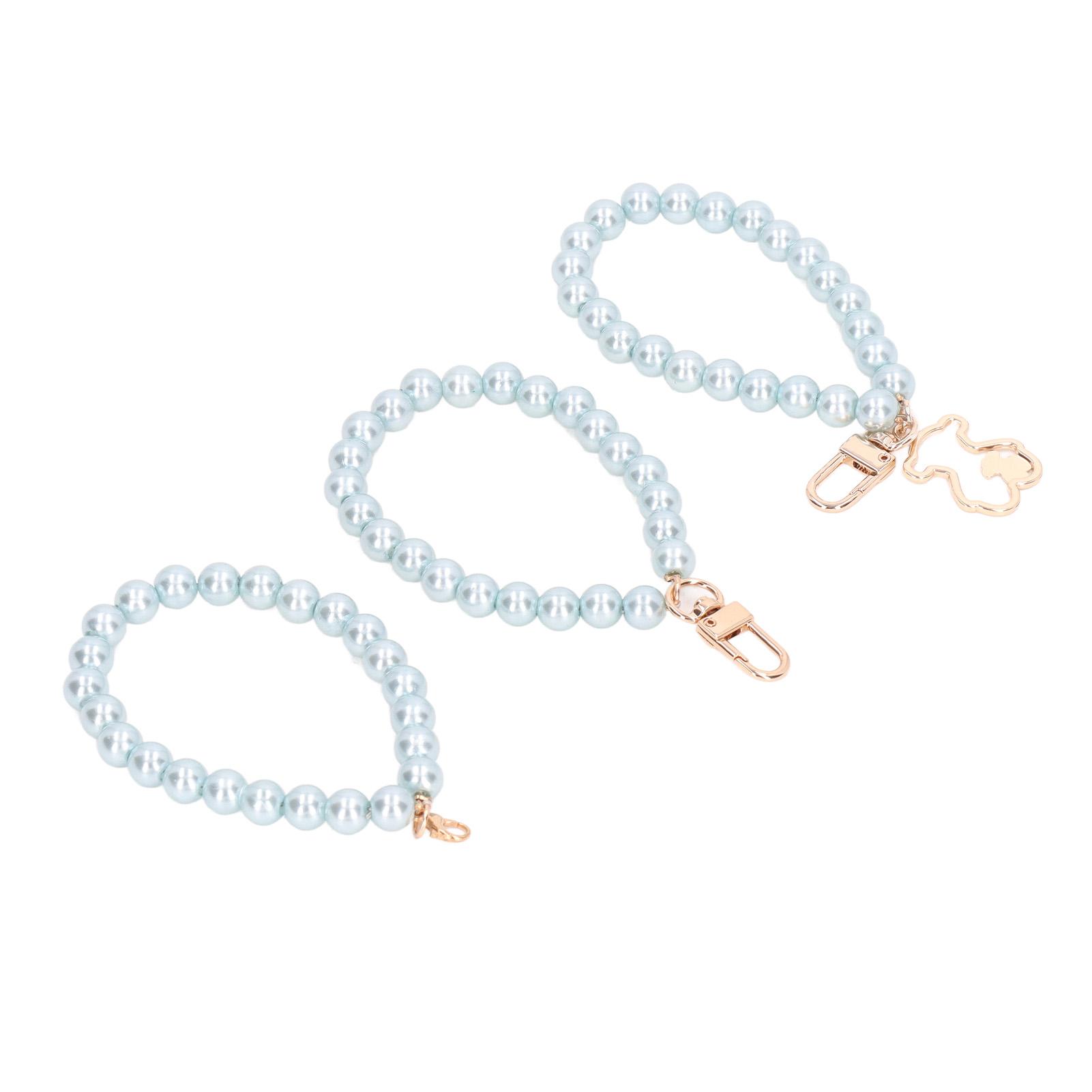 3Pcs Prl Bracelet Shiny Exquisite Polishing Process Prl Bds Strands for Mobile Phone Case Keychain Bag