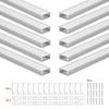 10-Pack 6.6 ft/2M U Shape LED Aluminum Channel, with Milky Cover, End Caps and Mounting Clips, Aluminum Profile for LED Strip Light Installations,