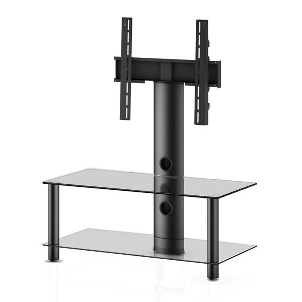 Sonorous NEO95-C-HBLK (Clear Glass, Black Aluminum) TV Stand with TV Mount, NEO