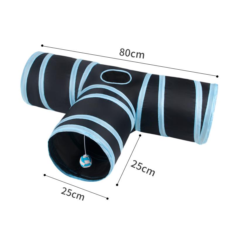Royal Blue Three-Way Foldable Cat Tunnel Toy with Crinkle Paper – Indoor & Outdoor Use for Pets