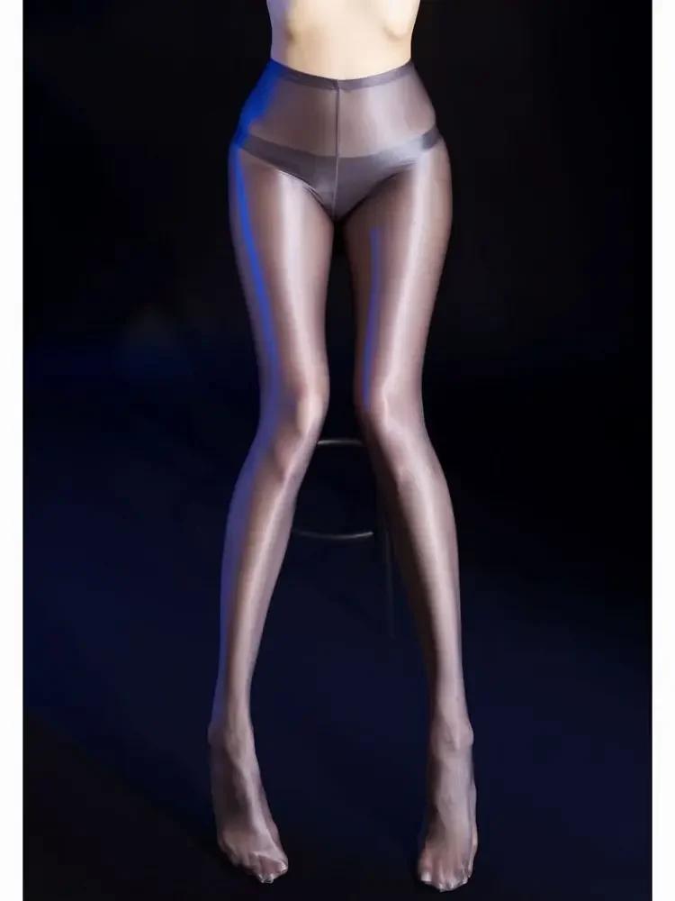 Sexy Glänzend Eng Offener Schritt Strumpfhose Strumpfhosen Heiß Transparente Leggings Strumpfhose Club Tanz Lingerie Damenmode Ootd