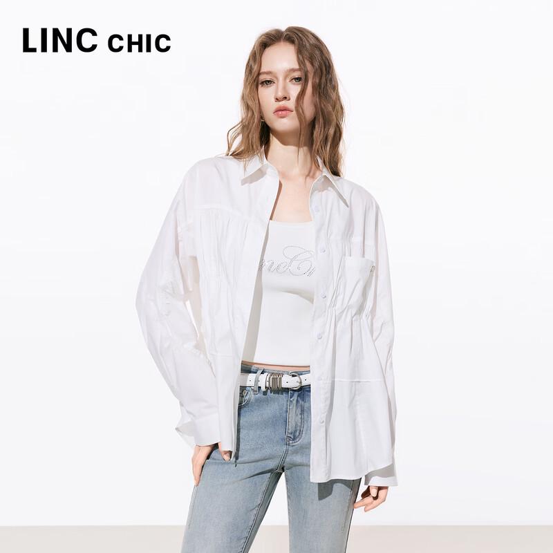 Jinyujie Women s 2026 Spring Loose Long Sleeve White Shirt M