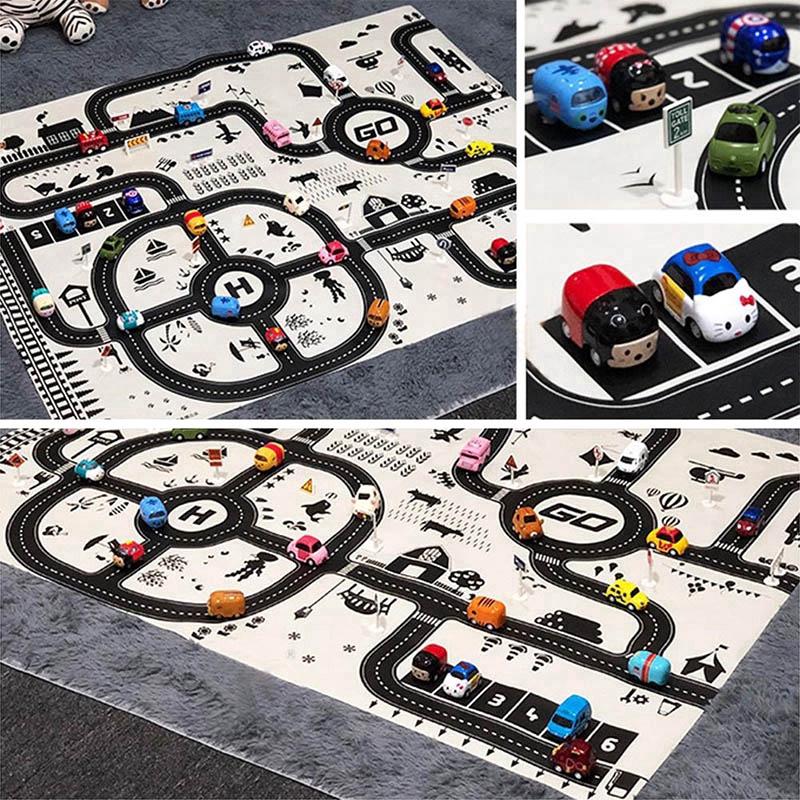 83 58cm / 130 100cm Road Mat Children Traffic Car Map Learning Toy Road Plastic Carpet Playmat Ideal For Mats City Children Playthings Games