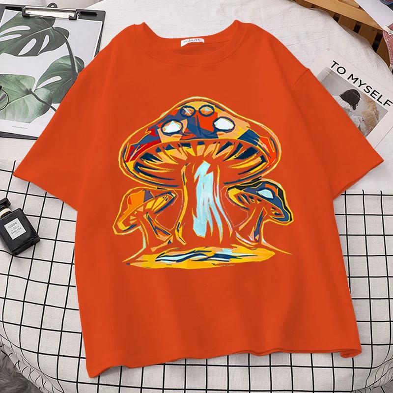 90s Retro Graphic Tees Women Summer Loose Vintage Boho Mushroom Women T Shirt Psychedelic Hippie Art Tshirt Clothing Tops Femme