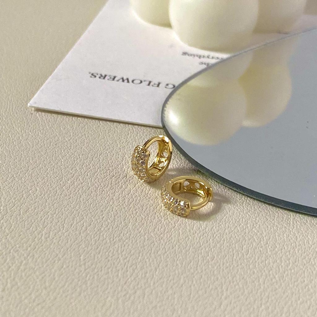 18K Gold Plated Sterling Silver Mini Ear Cuff with Blazing Zircon Hoop