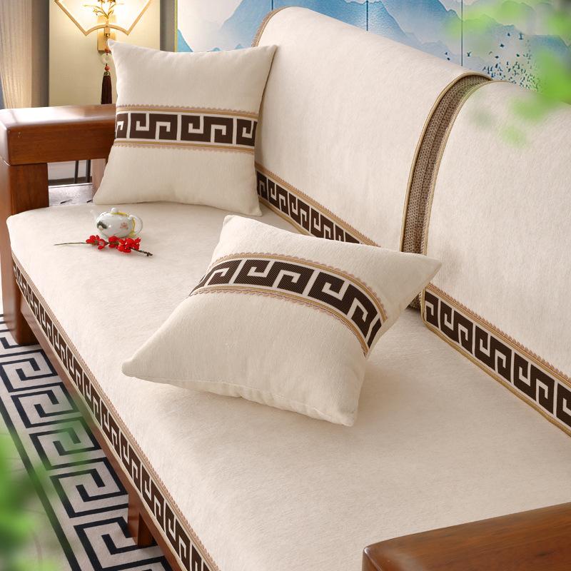 

Новая подушка для дивана из цельного дерева в китайском стиле, универсальная нескользящая подушка на четыре сезона, современный чехол для дивана 70*90cm