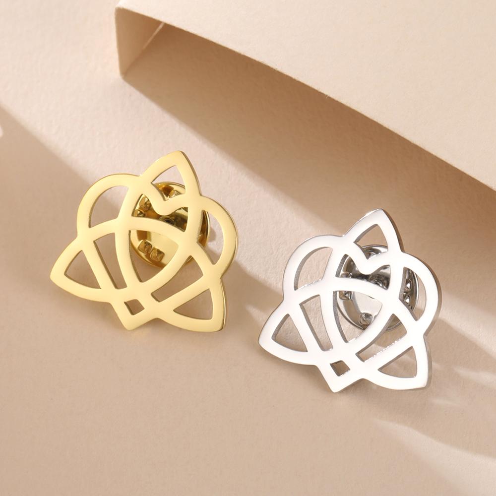 Dawapara Vintage Triquetra Brooch Ladies Pin Heart Trinity Knot Irish Protection Talisman Stainless Steel Accessories