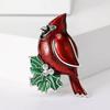 Oil Dripping Red Bird Brooch Enamel Bird Shape Lapel Pin Sweater Cardigan Coat Business Suit Clothing Accessories Jewelry Gift for Men Women