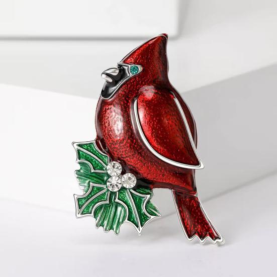 Oil Dripping Red Bird Brooch Enamel Bird Shape Lapel Pin Sweater Cardigan Coat Business Suit Clothing Accessories Jewelry Gift for Men Women