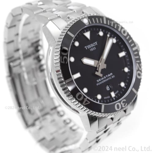 Tissot Men's Seastar 1000 Automatic Watch, Black Dial, Bracelet, T1204071105100, Officially Imported