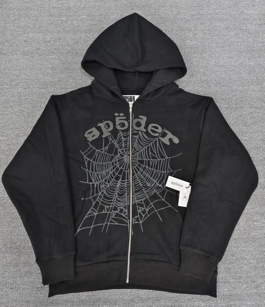 Grenzüberschreitend 555555 Reißverschluss Hoodie Klassisch Spinnennetz Reißverschluss Baumwolle Kapuzenpullover Sp5der Pullover Jacke