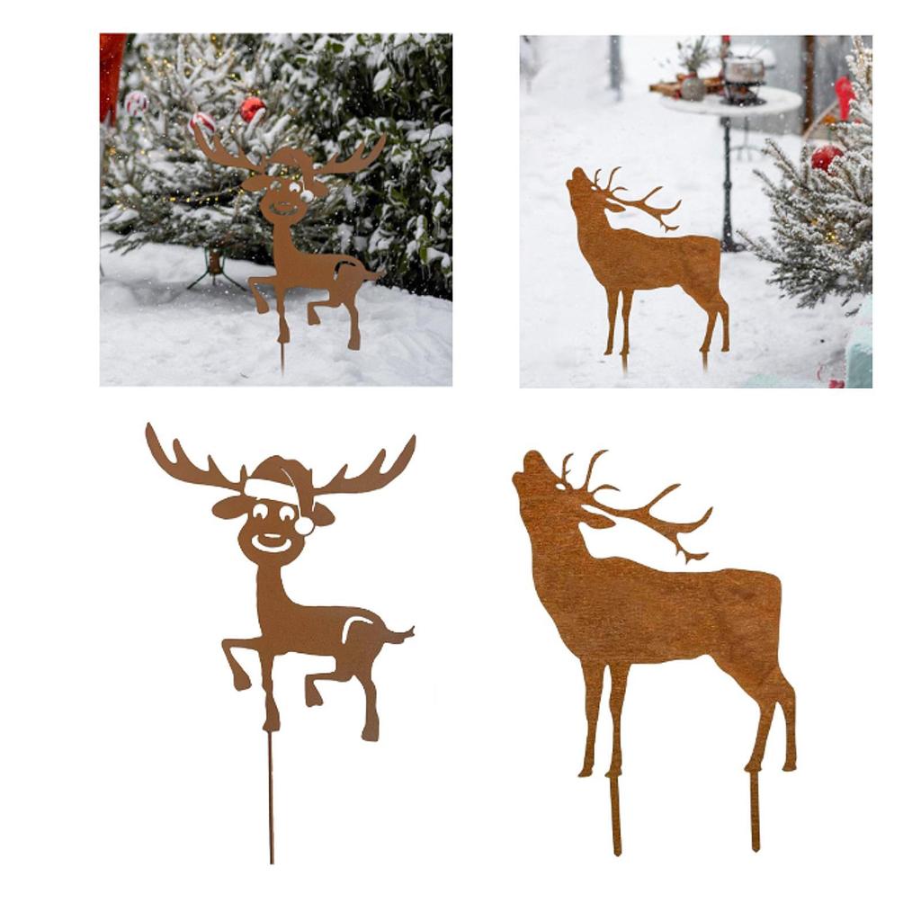Palik Ogrodowy Dekoracja Świąteczna Statua Ozdoba Renifer Sylwetka Metalowa dla
