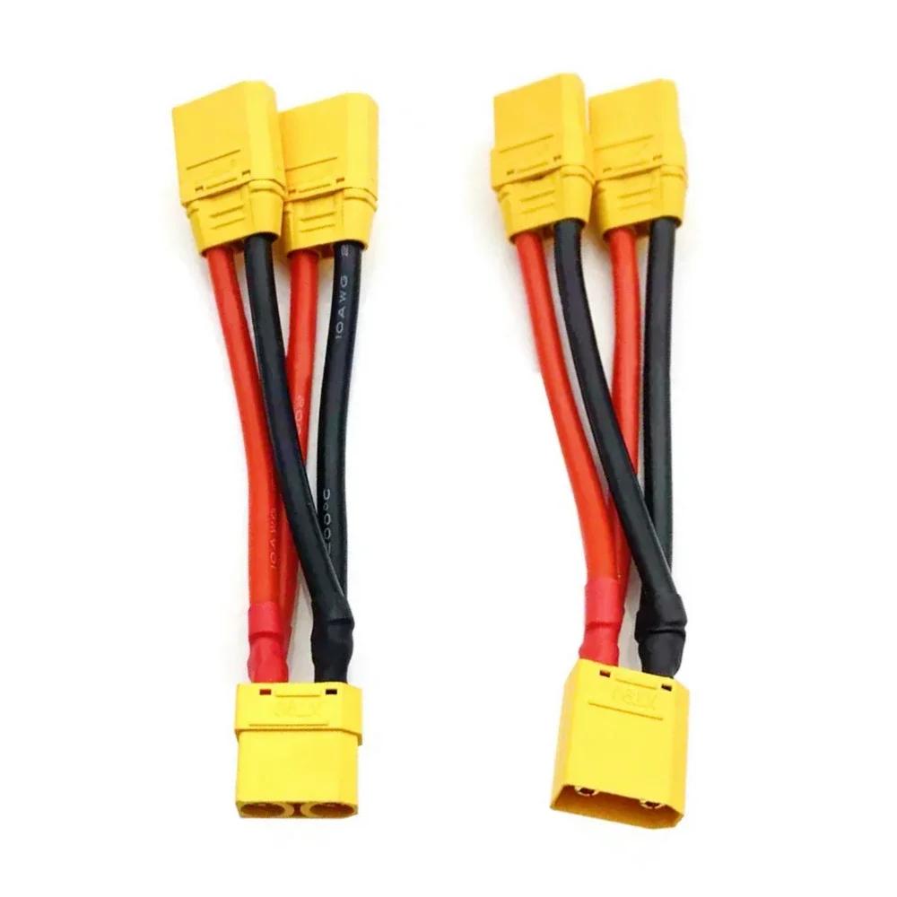 XT90 Parallel Battery Connector Male/Female Cable Dual Extension Y Splitter 3-Way 14AWG Silicone Wire for Battery Charger Motor