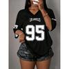 2026 Spring/Summer Women's Casual Sports Style Los Angeles Printed Letter NO.95V Collar Basketball Game Y2k Women's T-shirt Top
