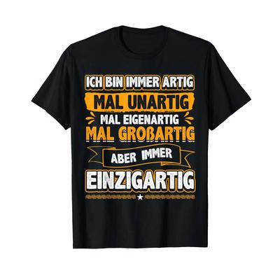 T Shirt with German Text Quot Ich Bin Immer Artig Tolle Unique Black Vintage Washed Designer Clothes Streetwear Comfortable