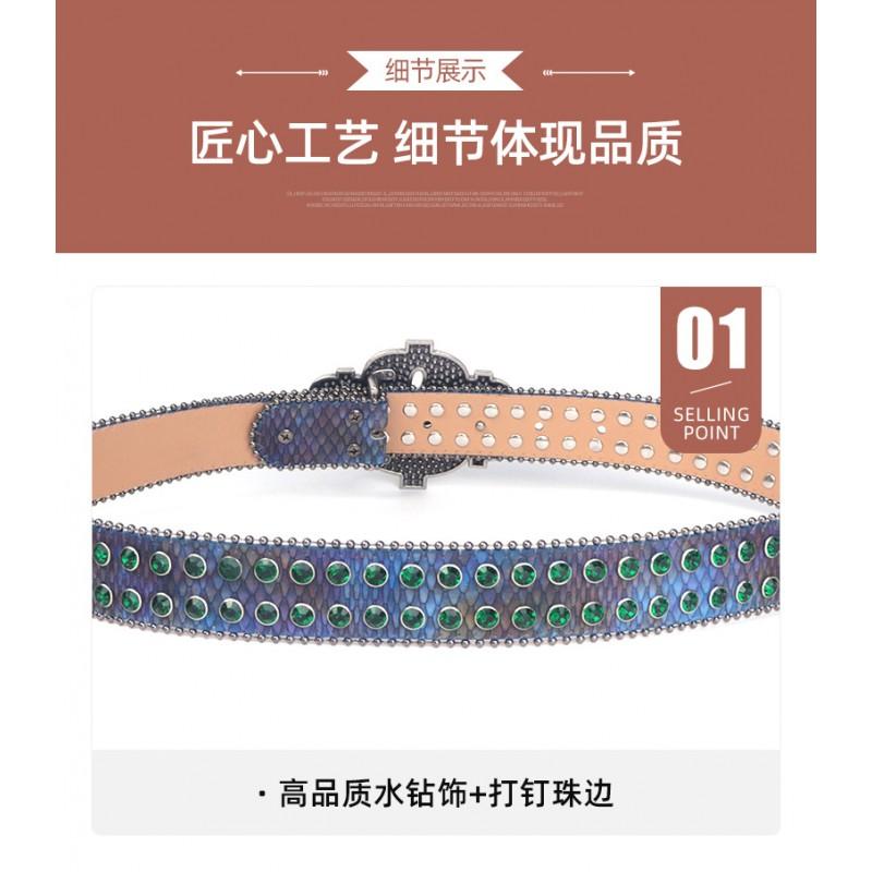 American Fashion Rhinestone Belt S Plate Y2K Style Unisex Men Women