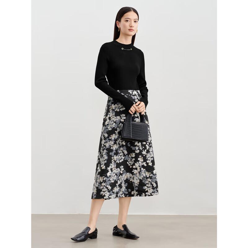 

Jiuzi Annacoco Элегантное платье X-силуэта с принтом «Цветущая сакура», с высоким воротом, имитация двойки 2XL