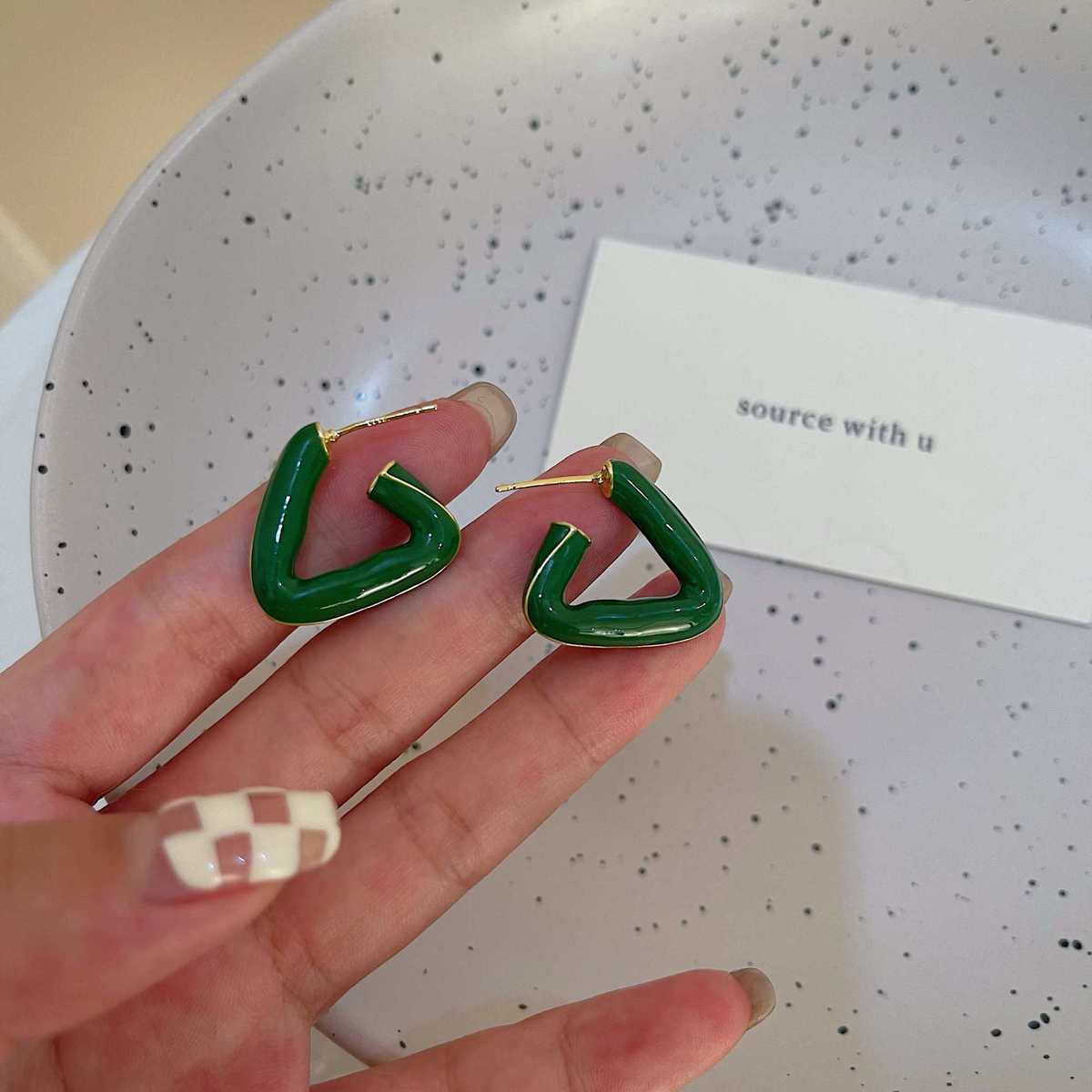 

French color drip geometric triangle earrings 111 silver needle minimalist line irregular design stud earrings 925 silver needle