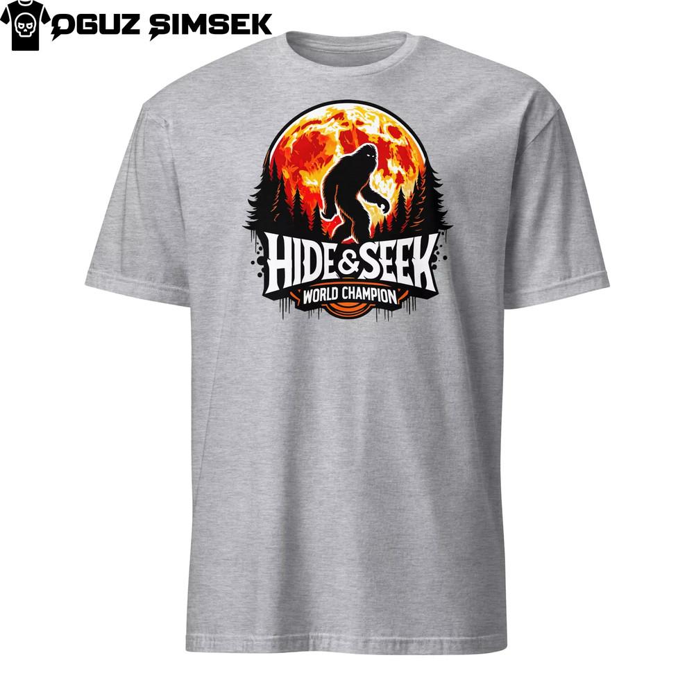

Bigfoot Hide and Seek Unisex T-Shirt | Funny Tee | Sasquatch Lover Gift 3XL