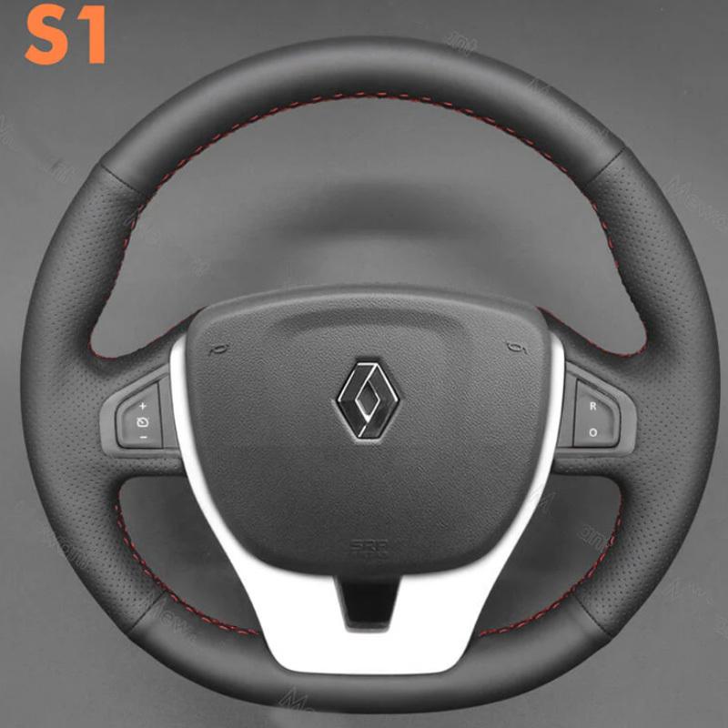 For Renault Laguna 3 2007-2012 Renault Zoe 2016 ized Black Leather Hand Stitched Non-slip Steering Wheel Cover Interior
