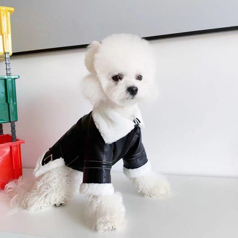 Warm Pet Autumn Warm Jacket Soft Dog PU Cotton Jacket Puppy Cool PU Coat  Autumn