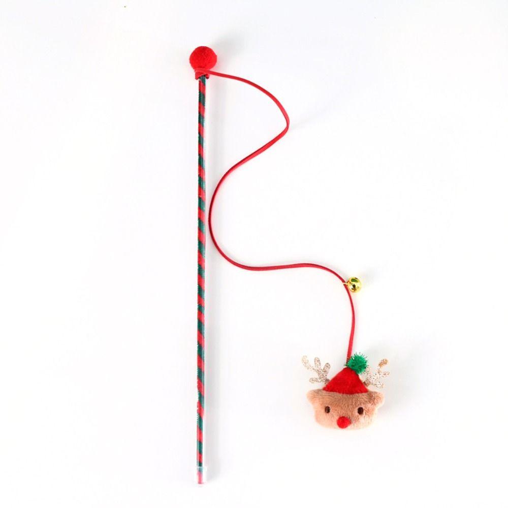 

Playing Pet Cute Indoor Exercise Cat Tease Toy Christmas Cat Wand Interactive Stick Tease Wand Elk