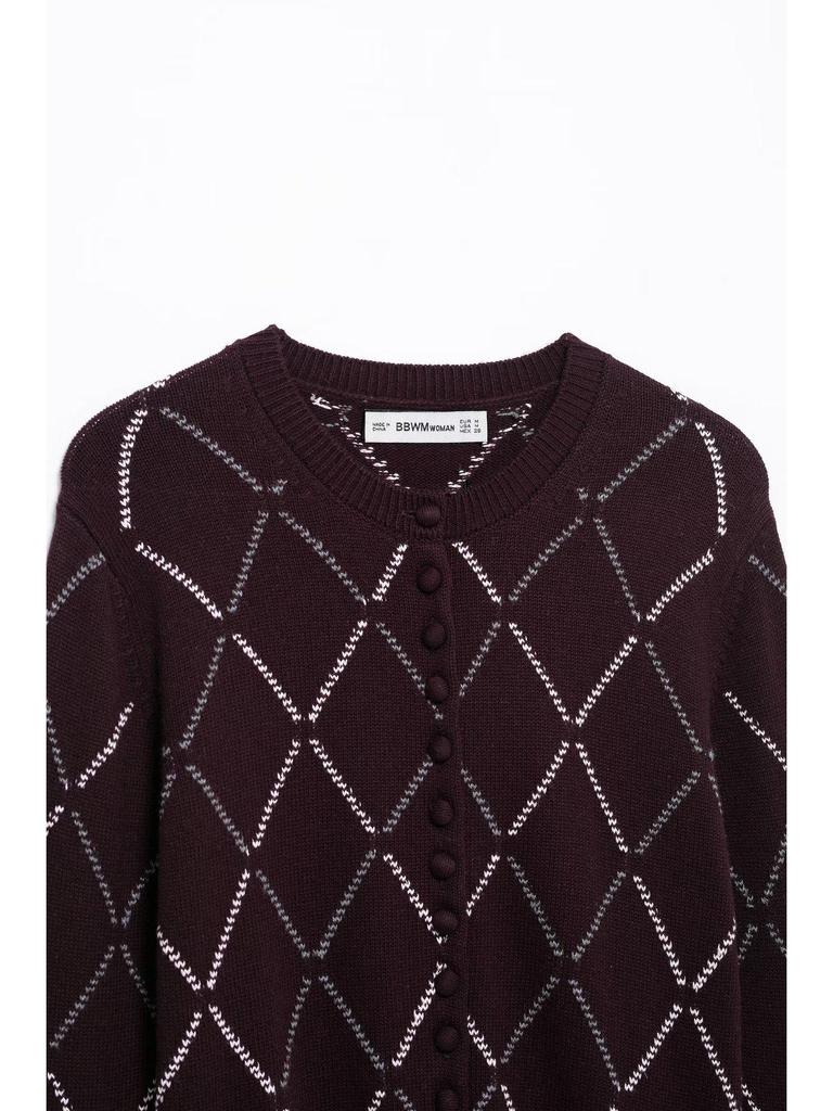 2025 Spring Women's Diamond Knit Cardigan Sweater - European & American Street Style Fashion