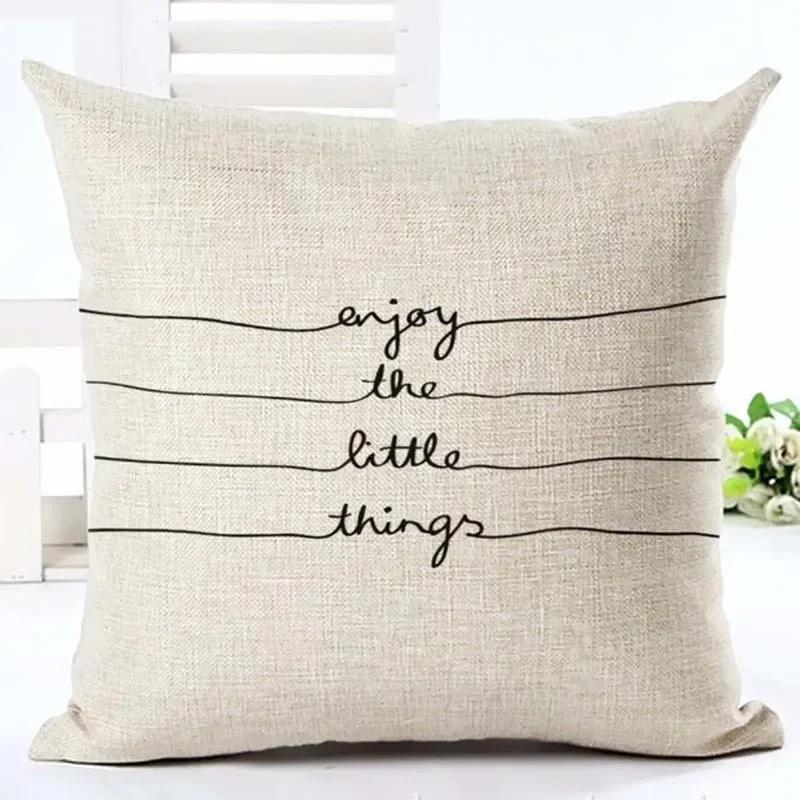 Brief Liebe Zuhause Kissenbezüge Baumwolle Leinen Schwarz Weiß Kissenbezug Sofa Bett Nordisch dekorativer Kissenbezug almofadas 45x45cm