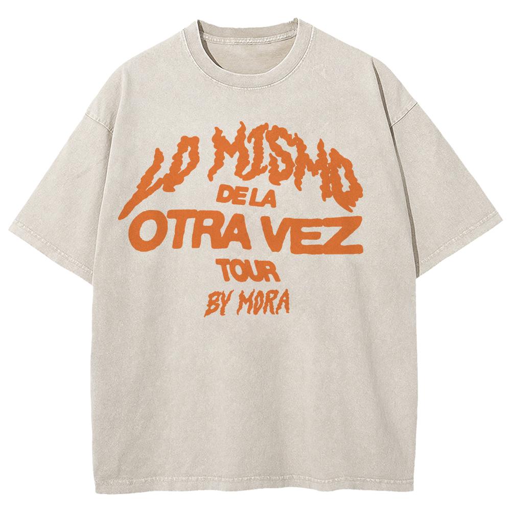

Футболка 100% хлопок Горячая распродажа Mora Lo Mismo De Siempre Альбом Топы Тур 2025 Мужская/женская футболка Винтажная Оверсайз Топы с минеральной стиркой 3XL
