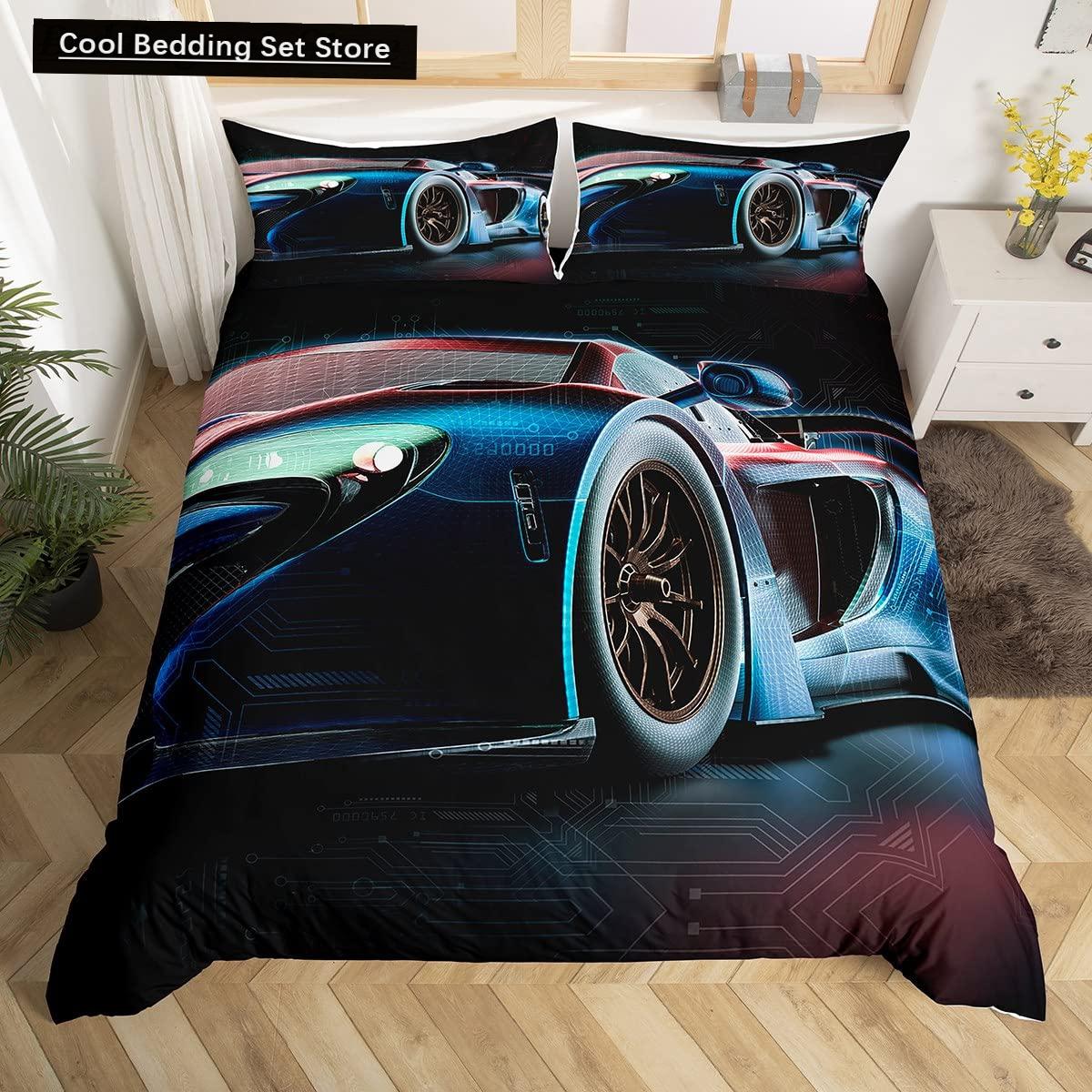 

Пододеяльник King Queen с гоночным автомобилем, комплект постельного белья для мальчиков, экстремальные виды спорта, 3D, крутой спидометр, мягкий полиэстер, чехол для одеяла AU Double(180x210cm)